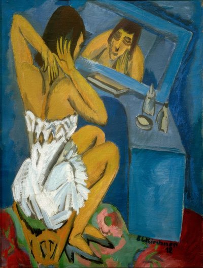 Toilette; Femme devant le miroir - Ernst Ludwig Kirchner
