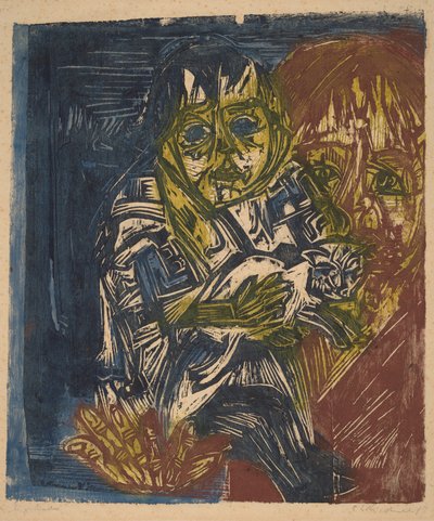 Femme avec un enfant et un chat - Ernst Ludwig Kirchner