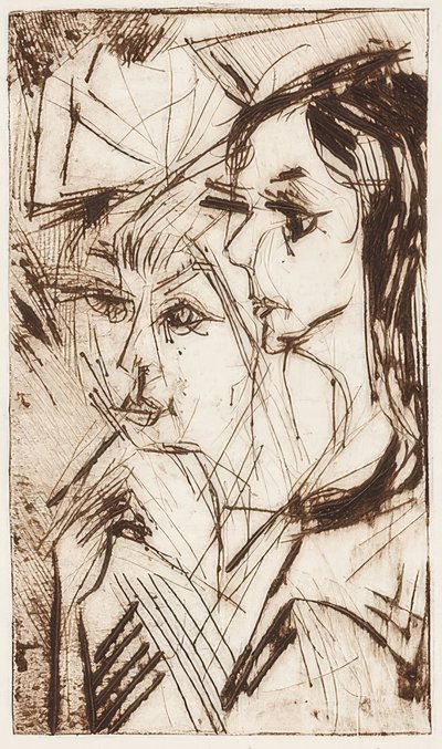 Deux têtes de filles - Ernst Ludwig Kirchner