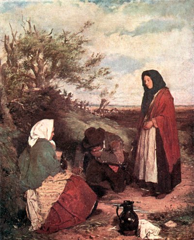 Gitans sur la route (lithographie couleur) - Erskine Nicol