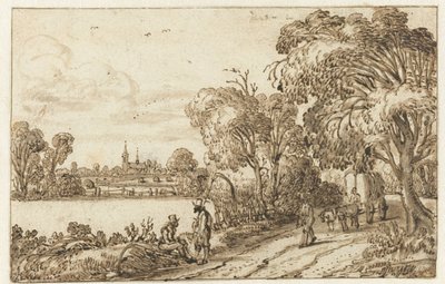 Paysage avec chemin entre champs et forêt - Esaias van de Velde (possibly)