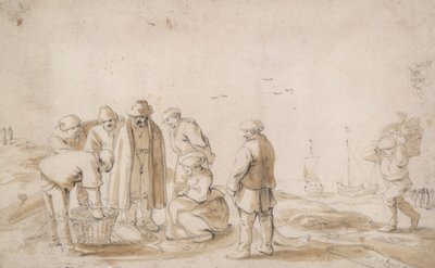 Poissonniers sur la plage - Esaias van de Velde