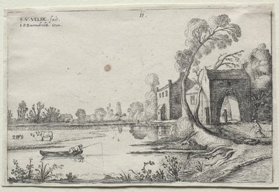 Paysage avec une rivière et une maison de garde - Esaias van de Velde
