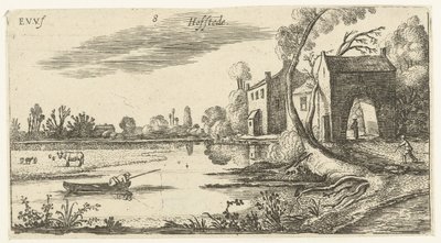 Paysage avec une rivière et un portail (Landschappen) - Esaias van de Velde