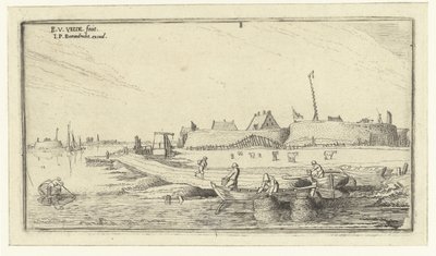 Barques de pêcheurs devant un fort sur l