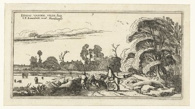 Cavalier et promeneurs sur une route près de Lisse - Esaias van de Velde