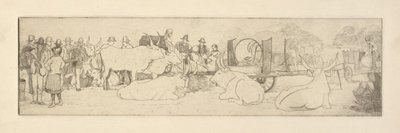 Scène de ferme avec des taureaux - Esther Blaikie MacKinnon