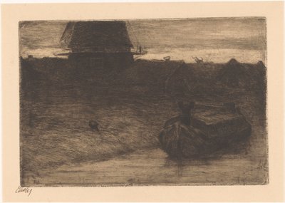 Bateau sur un canal - Etha Fles (signed by artist)