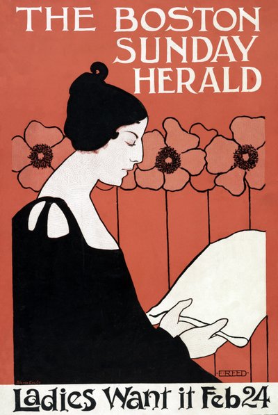 The Boston Sunday Herald - Ladies Want It, 24 février, pub. c. 1900 - Ethel Reed