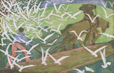 Oiseaux suivant une charrue - Ethel Spowers