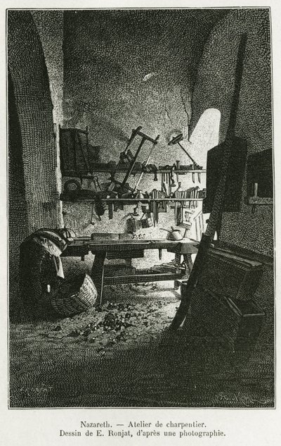 Atelier de charpentier à Nazareth (illustration de l