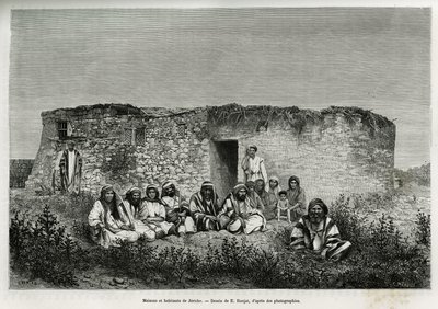 Maisons et habitants de Jéricho (Cisjordanie). Gravure de E. Ronjat, pour illustrer l