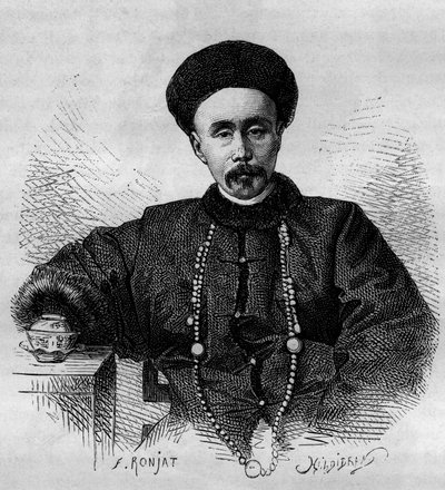 Portrait de Li Hongzhang (1832-1901), général chinois et vice-roi de Zhili de 1871 à 1895 et de 1900 à 1901. Gravure d