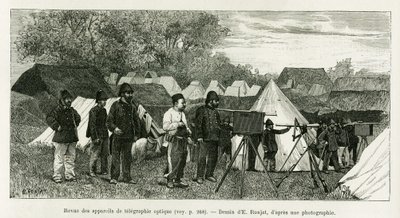 Revue des appareils de télégraphie optique (illustration de Trente mois au Tonkin, 1884, par le docteur Paul Hocquard, dans Le tour du monde 1890) - Etienne Antoine Eugene Ronjat