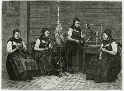 Épandages de Sondernach, description des différentes étapes du filage (illustration de À travers l