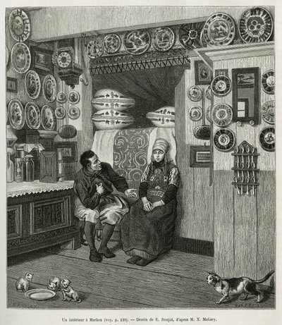 Un intérieur à Marken (Pays-Bas), gravure d