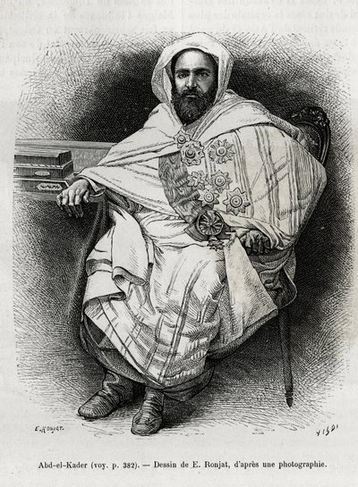 Portrait de Abd El Kader (1808-1883) émir et sultan algérien, théologien soufi, politicien et résistant militaire à l