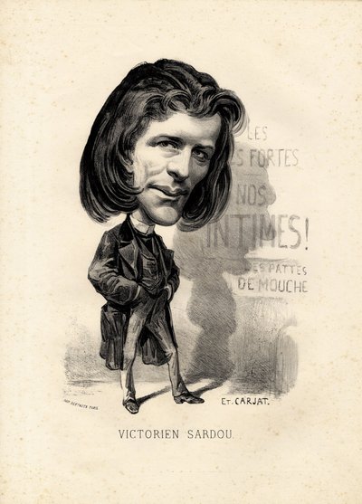Feuille volante - Illustration par Étienne Carjat (1826-1906) : Littérature - Victorien Sardou (1831-1908) - Etienne Carjat