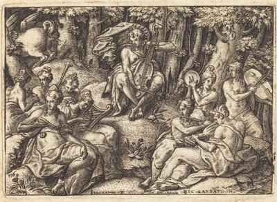 Apollon sur le Mont Parnasse - Etienne Delaune after Niccolò dell