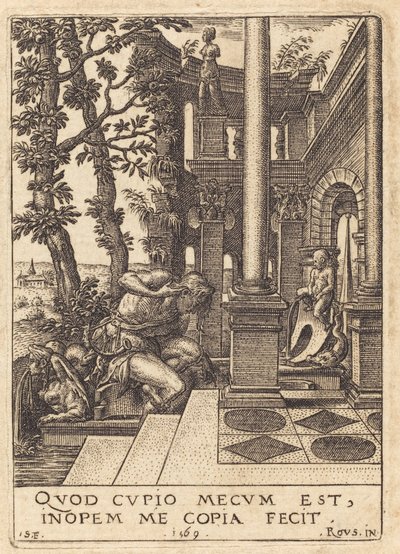 Narcisse à la Fontaine - Etienne Delaune after Rosso Fiorentino