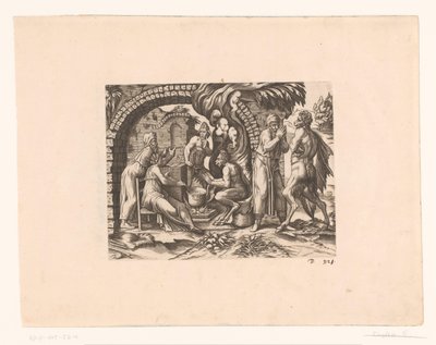 Fable du satyre et du paysan qui souffle dans sa soupe et dans ses mains - Etienne Dupérac (attributed to)