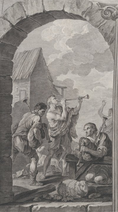 La chapelle des Enfants-Trouvés à Paris : Groupe des bergers : joueurs de trompes - Etienne Fessard