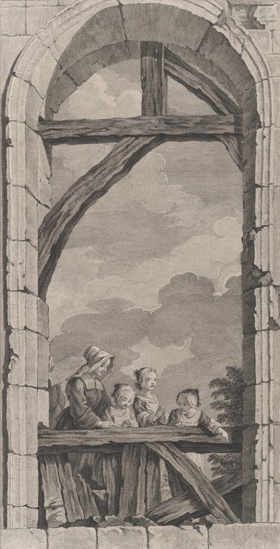 La Chapelle des Enfants-Trouvés à Paris: Religieuse et petites filles regardant la crèche - Etienne Fessard