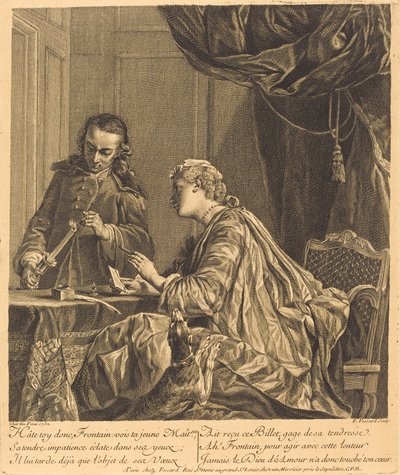 Dame cachetant une lettre - Etienne Fessard after Jean Siméon Chardin