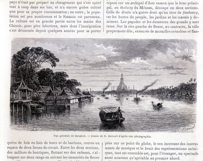 Vue générale de Bangkok. Dessin par E. Bocourt. - Etienne Gabriel Bocourt