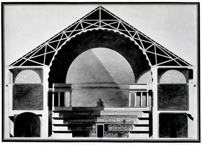 Conception pour la Bibliothèque Royale de France (lithographie) - Etienne Louis Boullee