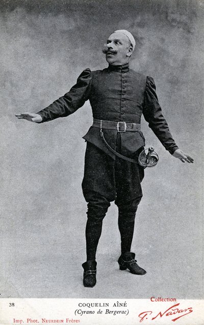 Constant Coquelin alias Coquelin aîné (1841-1909) en costume de Cyrano de Bergerac (photo n/b) - Etienne Neurdein