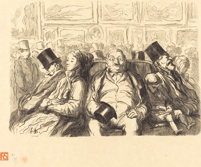 Exposition des Beaux-Arts - Dans le salon carré - Un instant de repos - Etienne after Honoré Daumier