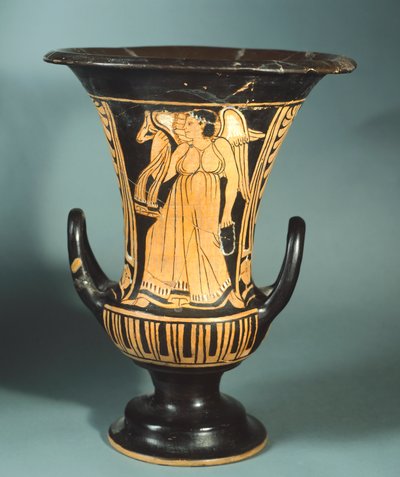 Calyx-krater (grand vase) par le Peintre de Berkeley représentant un esprit ailé. Poterie à figures rouges. Civilisation étrusque, IVe siècle av. J.-C. - Etruscan