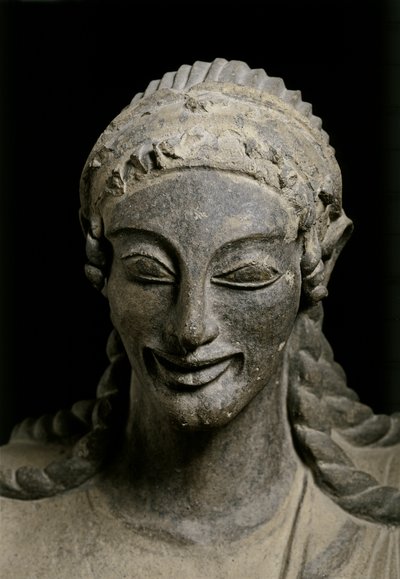 ART ÉTRUSQUE : Apollon (détail). vers 510-490 av. De Veius, sanctuaire de..., vers 510-490 av. J.-C. (terre cuite). - Etruscan