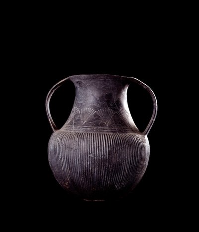 Civilisation étrusque : amphore en bucchero noir, de Veio, nécropole de Monte Michele, Italie - 7e siècle av. J.-C. - Etruscan