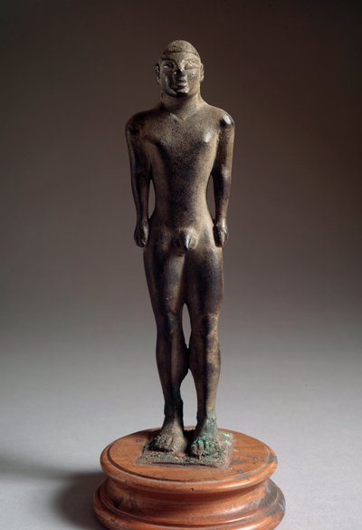Civilisation étrusque : sculpture en bronze de « kouros », de Talamone, Italie, 540-530 av. J.-C. Dim 21 cm - Etruscan
