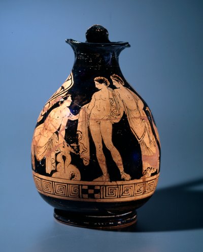 Civilisation étrusque : œnochoé en terre cuite décorée par l