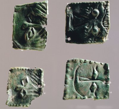 Ex-voto en plaque de bronze représentant des yeux. Artefacts du sanctuaire de Reithia Este (Vénétie). Civilisation étrusque, Ve-IVe siècle av. J.-C. - Etruscan