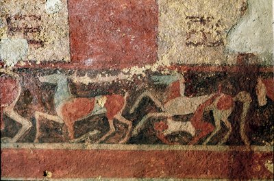 Chevaux et cavalier (détail de fresque, 510 av. J.-C.) - Etruscan