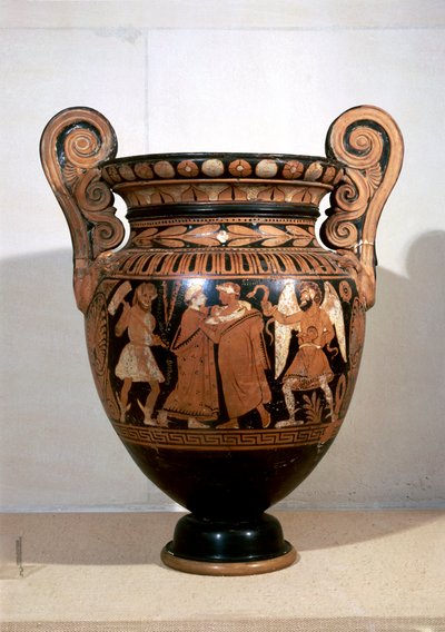 Céramique à figures rouges, Volute krater représentant Alceste embrassant Admète et inscription des noms, par le Peintre d