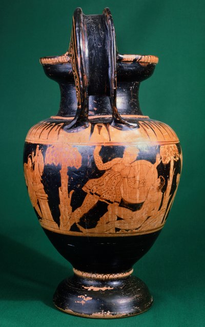 Cratère à volutes par le Peintre de Mayence, représentant une lutte entre un guerrier et une amazone. Poterie à figures rouges. Civilisation étrusque, IVe siècle av. J.-C. - Etruscan