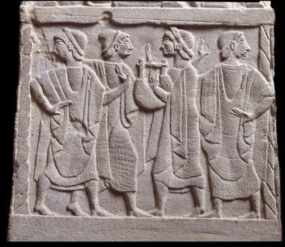 Scène de danse, bas-relief de pierre tombale en marbre - Etruscan Etruscan