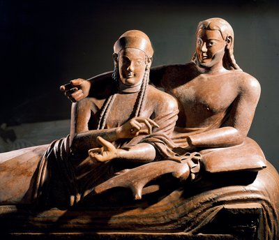 Art étrusque : Sarcophage des époux, groupe sculpté en terre cuite d