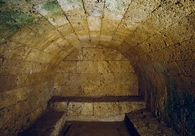 Civilisation étrusque : vue de la tombe del Gran Duca (Grand Duc), fin du 3e siècle av. J.-C. Chiusi, Italie - Etruscan Etruscan