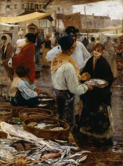 Marché aux poissons à Venise - Ettore Tito