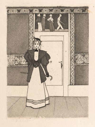 Intérieur avec jeune femme en costume de marche - Eugen Kirchner
