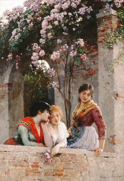 Sur la terrasse - Eugen von Blaas