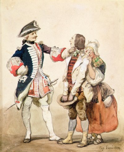 Un soldat avec des paysans - Eugene Louis Lami