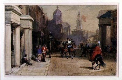 Trafalgar Square depuis Pall Mall - Eugene Louis Lami