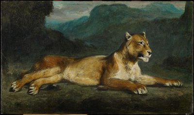 Lionne allongée - Eugene  Delacroix
